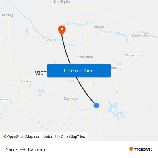 Yarck to Barmah map