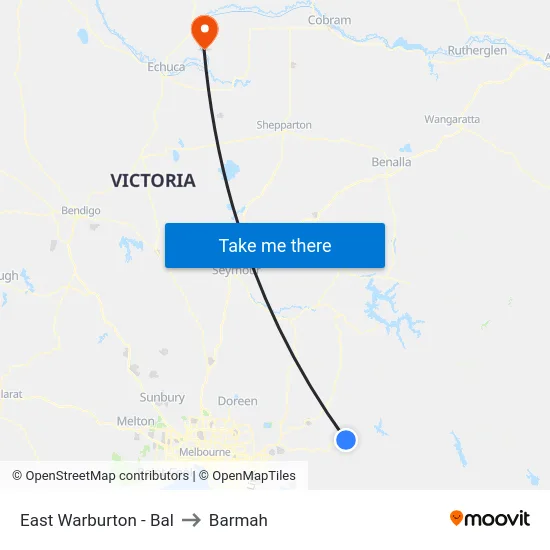 East Warburton - Bal to Barmah map