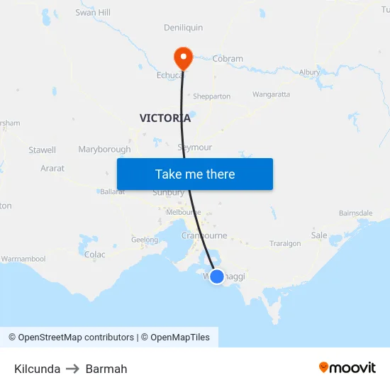 Kilcunda to Barmah map