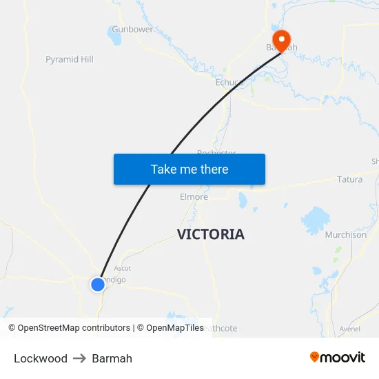 Lockwood to Barmah map