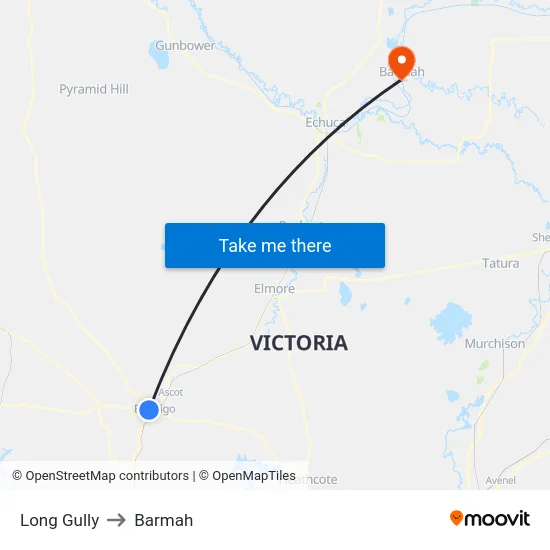 Long Gully to Barmah map