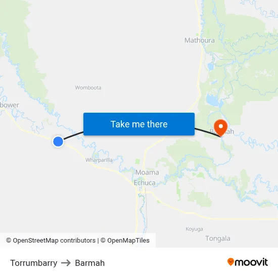 Torrumbarry to Barmah map