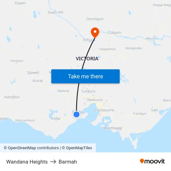 Wandana Heights to Barmah map
