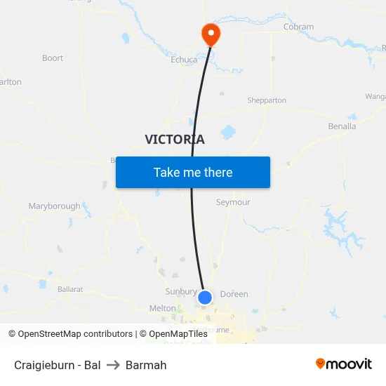 Craigieburn - Bal to Barmah map
