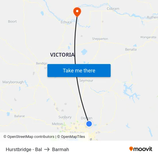 Hurstbridge - Bal to Barmah map