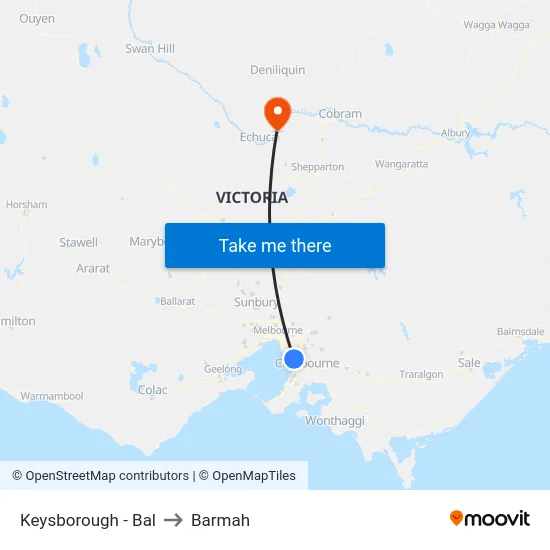 Keysborough - Bal to Barmah map
