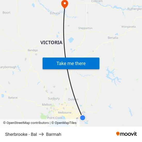 Sherbrooke - Bal to Barmah map