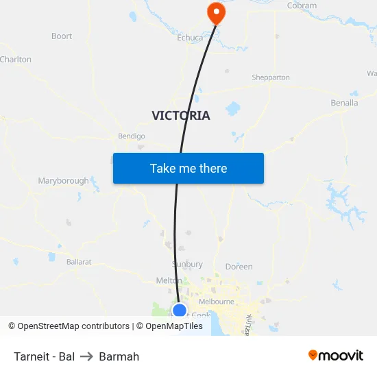 Tarneit - Bal to Barmah map