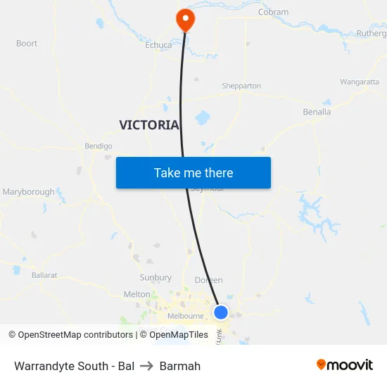 Warrandyte South - Bal to Barmah map
