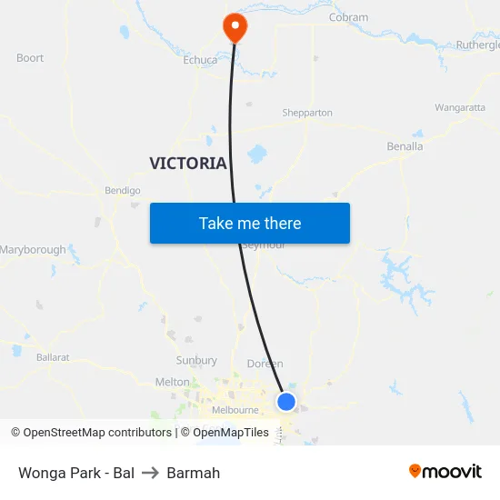 Wonga Park - Bal to Barmah map