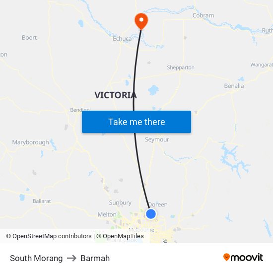 South Morang to Barmah map