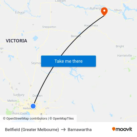 Bellfield (Greater Melbourne) to Barnawartha map