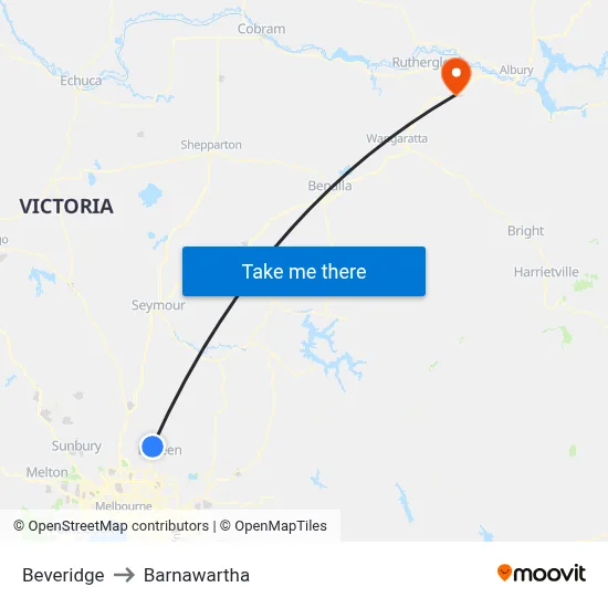 Beveridge to Barnawartha map