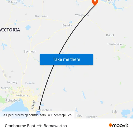 Cranbourne East to Barnawartha map