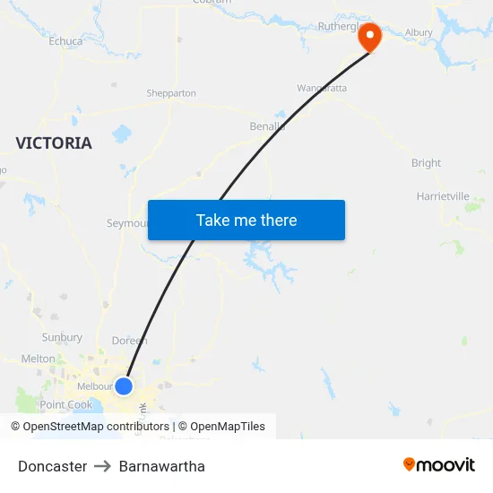 Doncaster to Barnawartha map