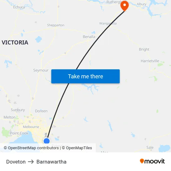 Doveton to Barnawartha map