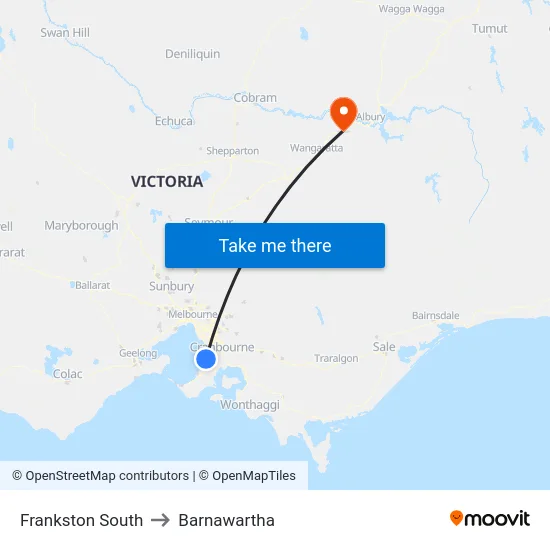 Frankston South to Barnawartha map