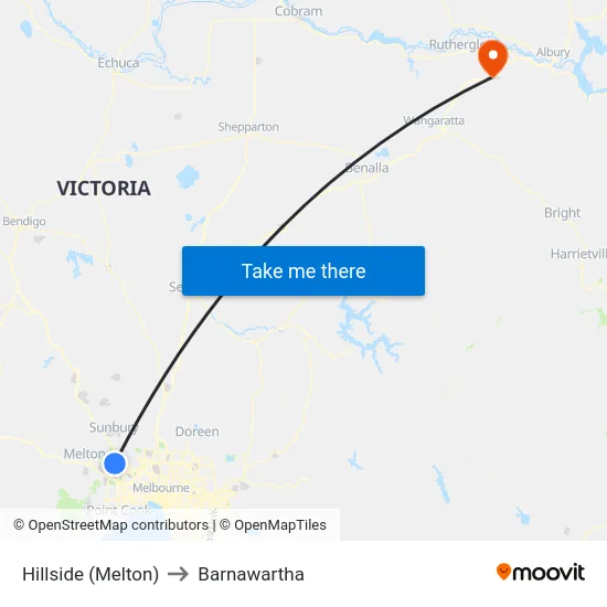 Hillside (Melton) to Barnawartha map