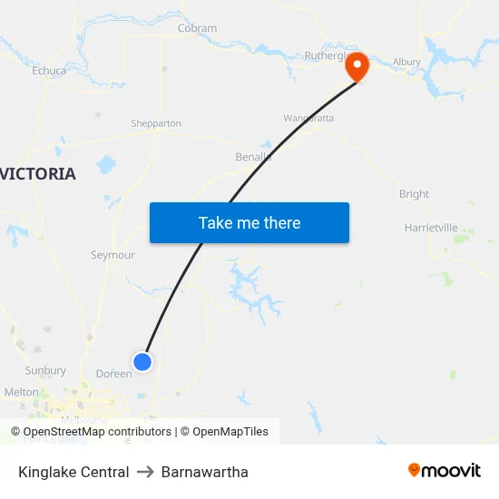Kinglake Central to Barnawartha map