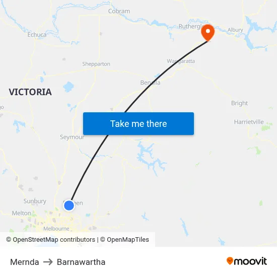 Mernda to Barnawartha map