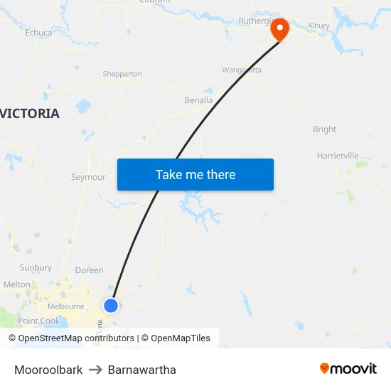 Mooroolbark to Barnawartha map