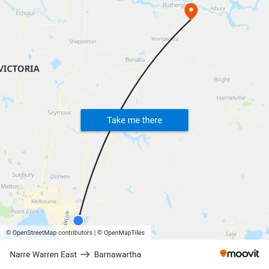 Narre Warren East to Barnawartha map