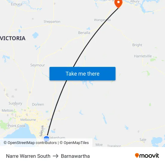 Narre Warren South to Barnawartha map