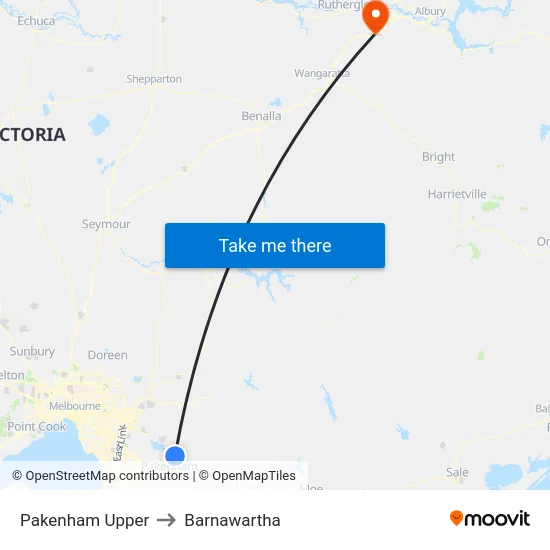 Pakenham Upper to Barnawartha map