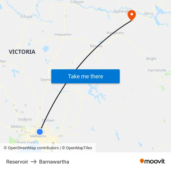 Reservoir to Barnawartha map