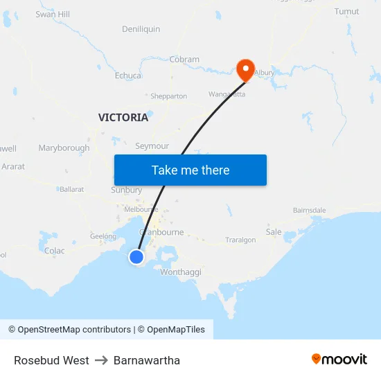 Rosebud West to Barnawartha map