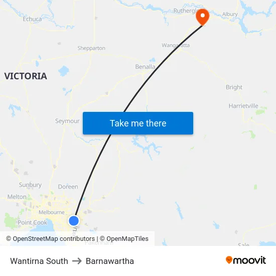 Wantirna South to Barnawartha map