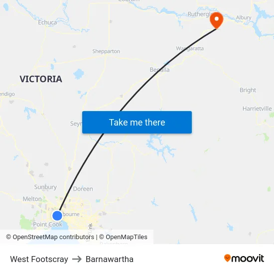 West Footscray to Barnawartha map