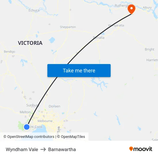 Wyndham Vale to Barnawartha map