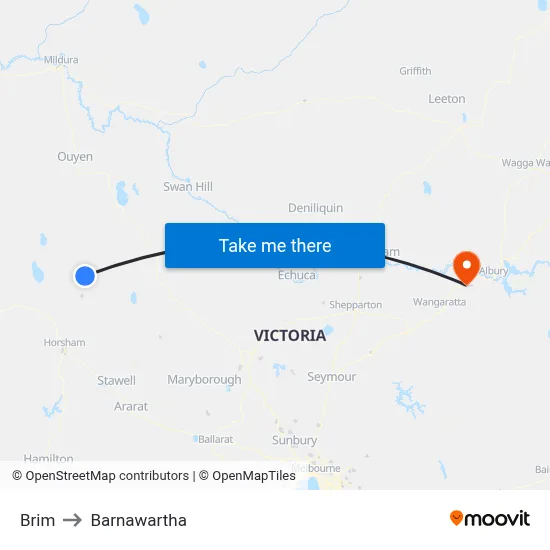 Brim to Barnawartha map