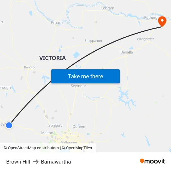 Brown Hill to Barnawartha map