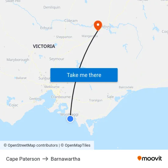 Cape Paterson to Barnawartha map