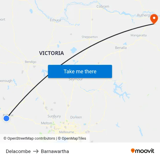 Delacombe to Barnawartha map