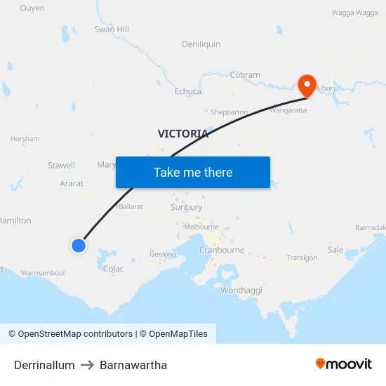 Derrinallum to Barnawartha map