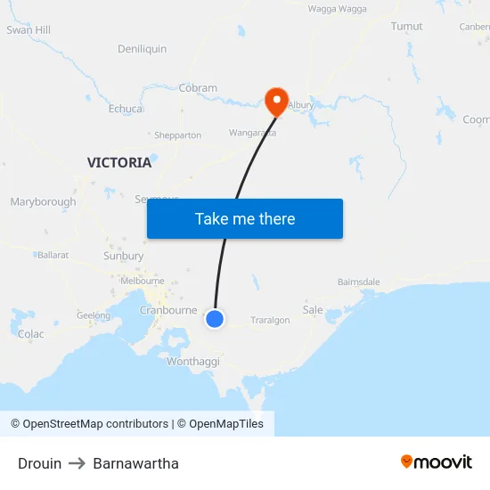 Drouin to Barnawartha map