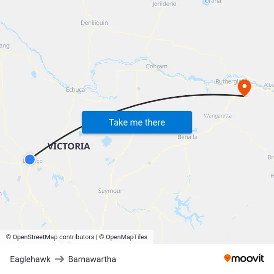 Eaglehawk to Barnawartha map