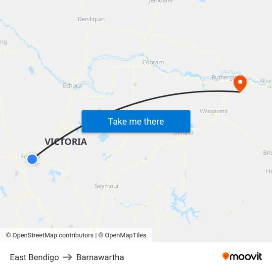 East Bendigo to Barnawartha map