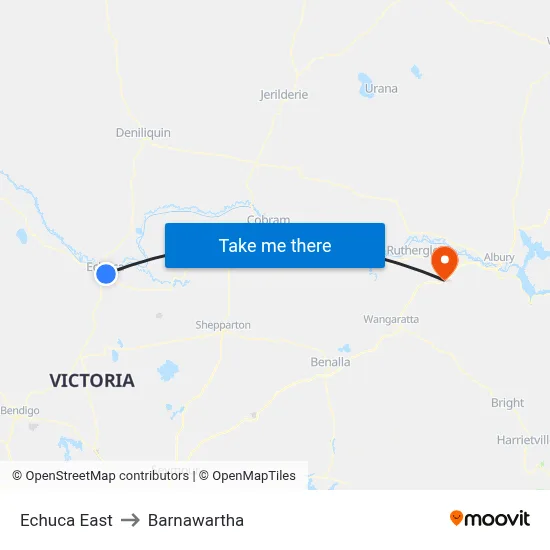Echuca East to Barnawartha map