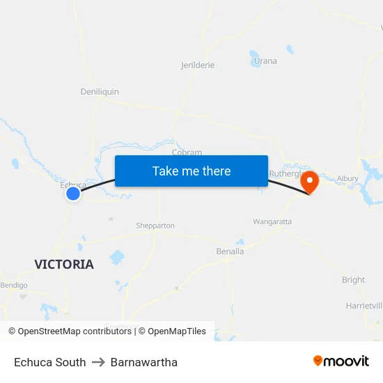 Echuca South to Barnawartha map