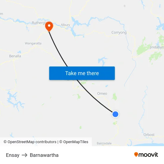 Ensay to Barnawartha map