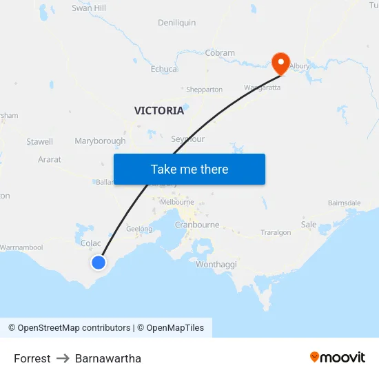 Forrest to Barnawartha map