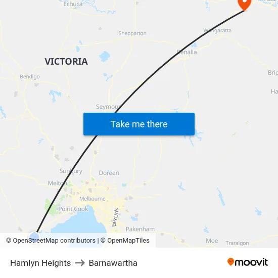 Hamlyn Heights to Barnawartha map