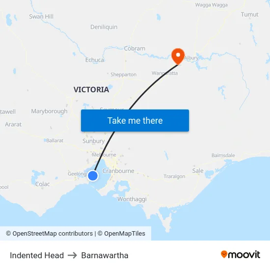 Indented Head to Barnawartha map