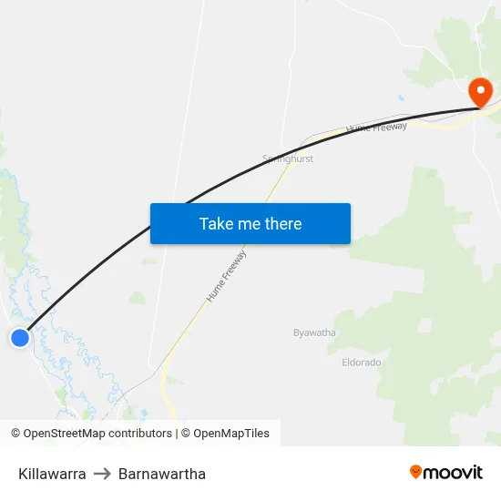Killawarra to Barnawartha map