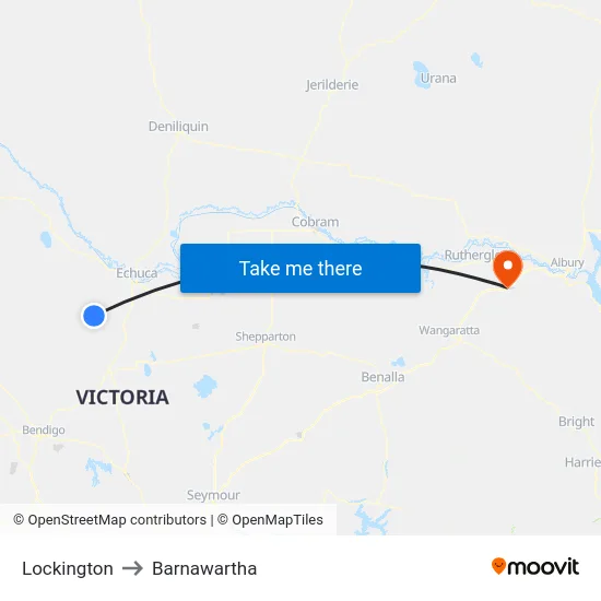 Lockington to Barnawartha map