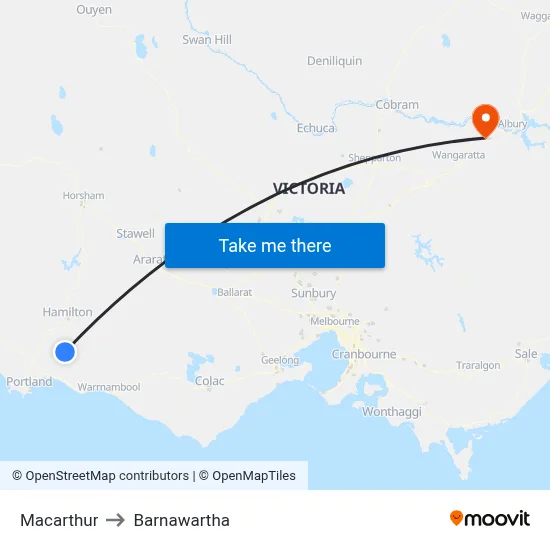 Macarthur to Barnawartha map